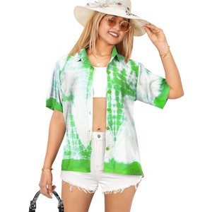 LA LEELA Women's Summer Casual Beach Hawaiian Blouse Shirt Blouses Short Sleeve Button Up Dress Tee Shirts Tops for Women - 1 of 4