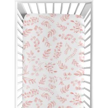 Sweet Jojo Designs Girl Baby Fitted Crib Sheet Botanical Pink and White