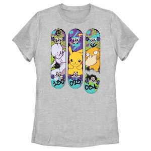 Women's Pokemon Mewtwo, Pikachu, and Psyduck Skateboard Decks T-Shirt - 1 of 4