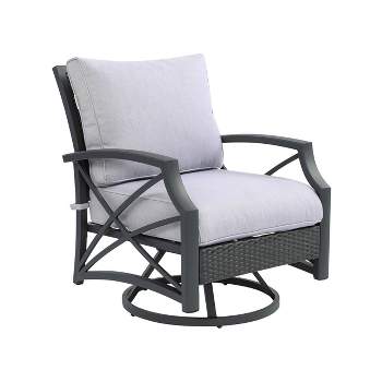 Kinger Home Juego de 3 piezas de muebles de exterior de aluminio fundido  para patio, porche, patio trasero con agujero para paraguas, color marrón