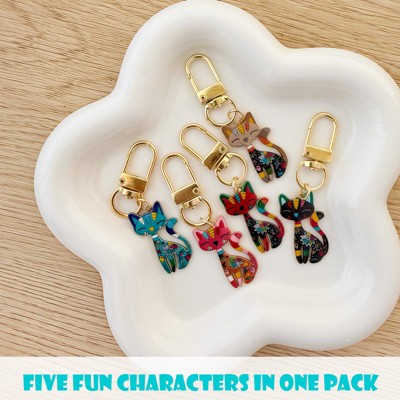 Wrapables Colorful Cats Keychain, Bag Charm Accessory for Purse Handbag Backpack (Set of 5) — фото 3