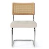 Set of 2 Kylie 20.5" Wider Flannel Upholstered Tufted Seat With Metal Chrome Legs and Woven Rattan Backrest Dining Chairs - Maison Boucle - 4 of 4