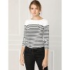 INSPIRE CHIC Women's Color Block Round Neck Long Sleeves Striped Basic T-Shirt - 3 of 4