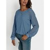 Coolmee Womens Lace Puff Long Sleeve Tunic Tops Fall Casual Dressy Work Blouse Loose Fit Crew Neck Seam Shirts - 3 of 4