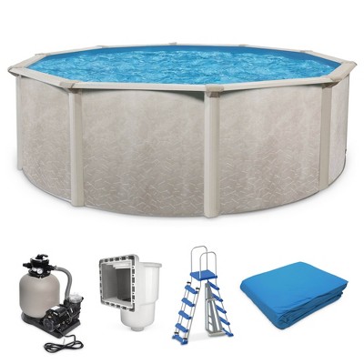 Aquarian Phoenix 21 Foot by 52 Inches Steel Frame Above Ground Swimming Pool, Pump and Ladder Kit with Sand Filter, Pool Liner, and Skimmer