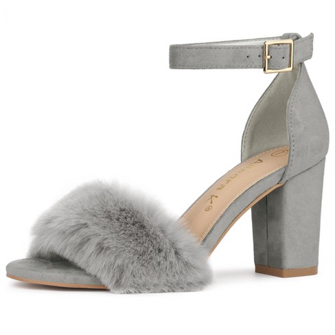 Sandals with hot sale fur strap