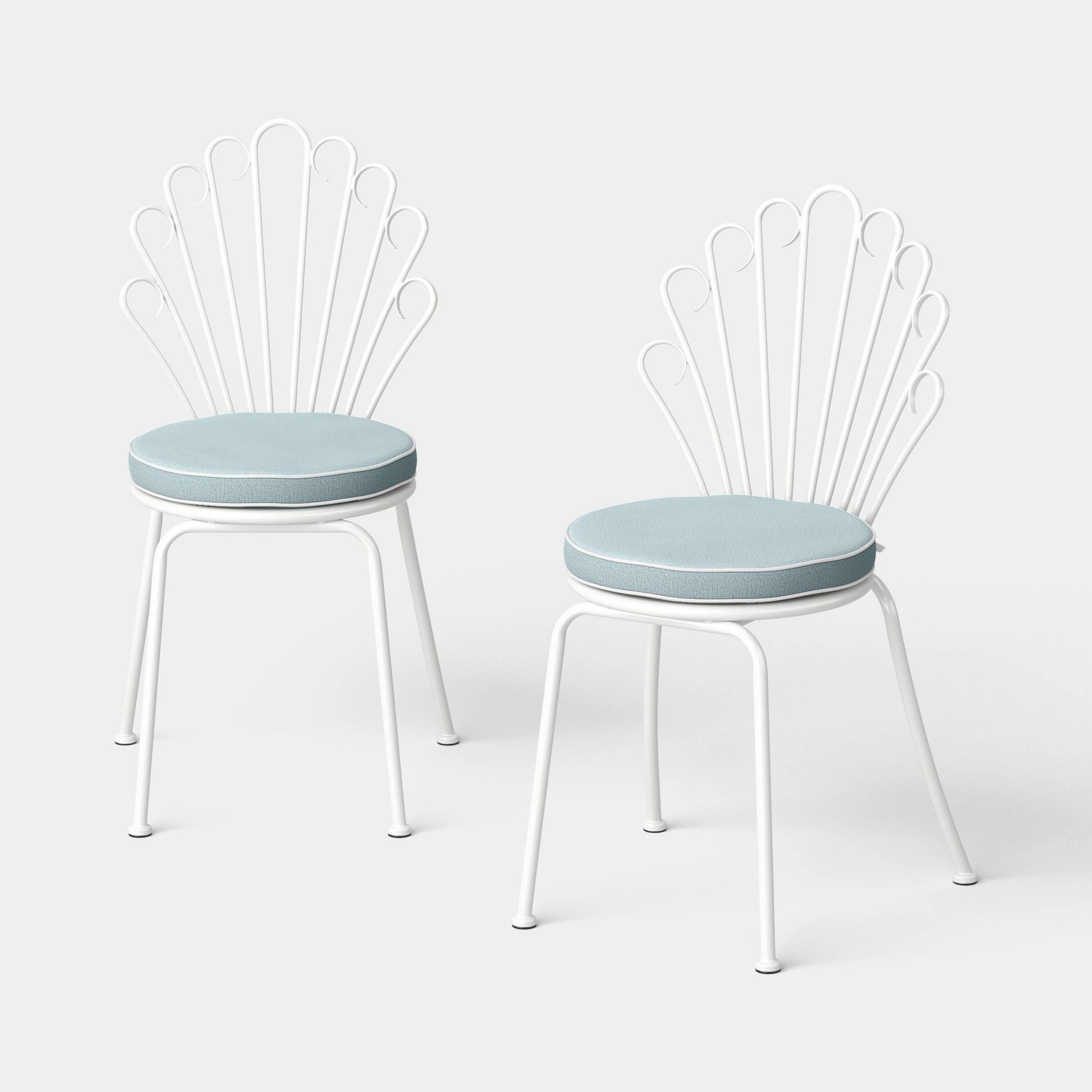 2pk Metal Stackable Shell Outdoor Patio Dining Chairs White - Threshold designed w/ Studio McGee