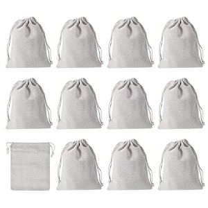 Unique Bargains Bank Coin Deposit Change Transit Bags Canvas Money Bag with Drawstring Beige 12 Pcs - 1 of 4
