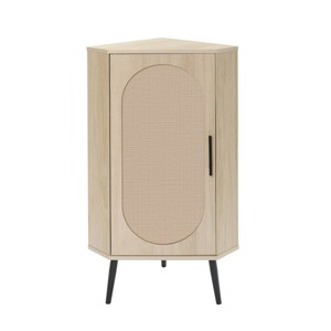 GlasFlength Decorative Storage Cabinets Corner Storage Cabinet Small Floor Corner Cabinet Freestanding Cabinet for Room, Beige, 15.75"*15.75"*39.37" - 1 of 4