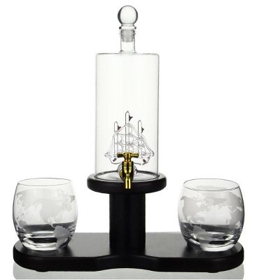 NutriChef Home Bar Whiskey Decanter - Wine & Whiskey Glass Decanter Aerator Set with Whiskey Glasses, Elegant Decanter Design