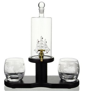 NutriChef Home Bar Whiskey Decanter - Wine & Whiskey Glass Decanter Aerator Set with Whiskey Glasses, Elegant Decanter Design - 1 of 3