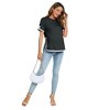 Coolmee Women's Maternity Tops Notched Short Sleeve Round Neck White Edge Side Slit Comfortable Fit Stylish Design Pregnancy Tops M Black - 4 of 4
