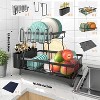 Sevobal Utility Storage Shelves, Multifunctional Dish Drying Rack with Drainboard, Utensil Holder for Kitchen Counter, Black, 16.6"*11.9"*13.3" - 4 of 4
