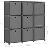 vidaXL 9-Cube Display Shelf with Boxes - Gray, Freestanding, Industrial Style, Steel Frame with Fabric - 2 of 4