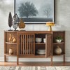 Mons Buffet Walnut - Lifestorey: Bohemian Style Sideboard, MDF Wood, 6 Shelves, 2 Cabinet Doors - 3 of 4