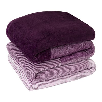Gradient Purple Faux Fur Fleece Throw Blanket, 50" x 60"