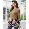 Women's  2 In 1 Shirt Leopard Patchwork Peplum Long Sleeve Tunic Tops Ruffles Casual Shirts - 4 of 4