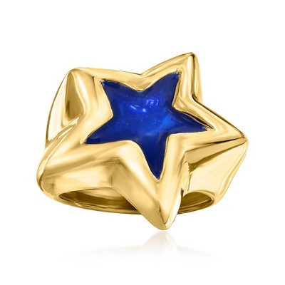Ross-Simons Italian Blue Enamel Star Ring in 18kt Gold Over Sterling