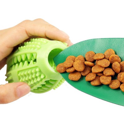 Green Rubber Football Shaped Treat Dispensing Suction Cup Dog Toy