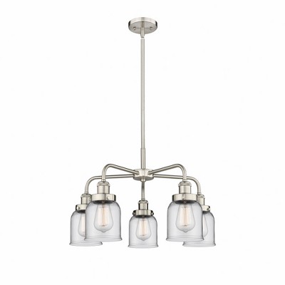 Bell - 5 Light Stem Hung Chandelier In Art Deco Style-14.75 Inches Tall and 23 Inches Wide