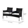 Teamson Home Outdoor Wicker Loveseat Bench with Table and Cushions, Black - 2 of 4