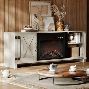 Bestier 63" Fireplace TV Stand for TVs up to 70", Farmhouse Barn Door Entertainment Center TV Console with 23" Fireplace for Living Room - 1 of 4