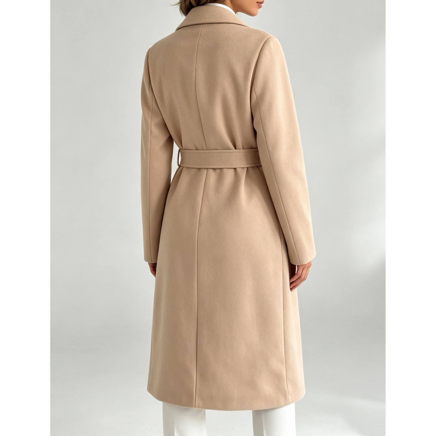 Женская куртка YesFashion Women Lapel Belted Midi Coat Open Front Long Sleeve Wrap Trench Outerwear, Khaki, цвет: Хаки — фото 3