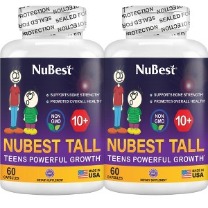 NuBest Tall 10+ - Height Growth Supplement for Teens Ages 10+, Boosts Bone Strength and Overall Wellness, 60 Capsules (Pack of 2) - 1 of 4