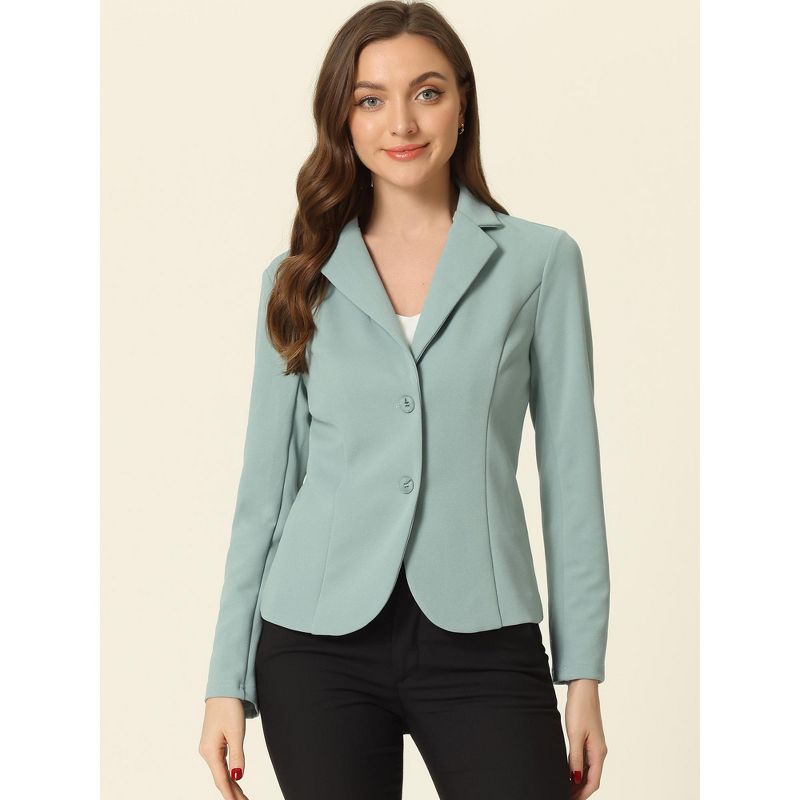 Allegra K Women's Elegant Work Office Lapel Collar Button Down Stretch Suit Blazer, 2 of 7