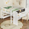 ORRD Full Size Loft Bed with Desk & Blackboard, Solid Wood Kids Storage Bed with Bookcase & Drawers, White, Space Saver - 3 of 4