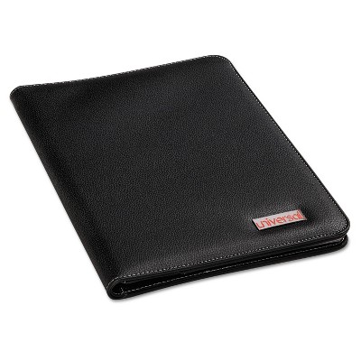 UNIVERSAL Leather-Look Pad Folio Inside Flap Pocket w/Card Holder Black 32660