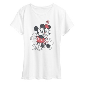 Women's - Disney - Mickey And Minnie Heart Short Sleeve Graphic T-Shirt - 1 of 4