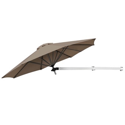 Tangkula 8ft Wall Mounted Cantilever Umbrella Patio Adjustable Tilting Sunshade Umbrella
