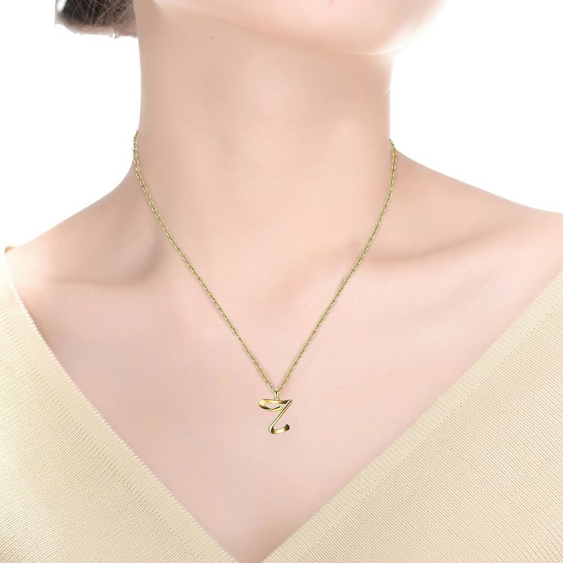 Elegant personalized touch: Stylish 14K Gold plated initial necklace. Adds sophistication and meaning to your look., 2 of 3