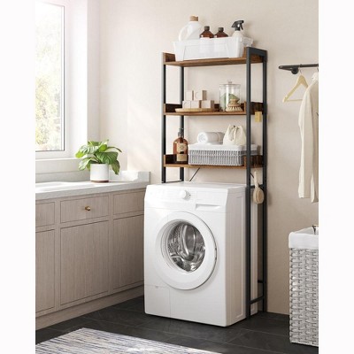 Rustic Brown and Black 3-Tier Over-the-Toilet Storage Rack