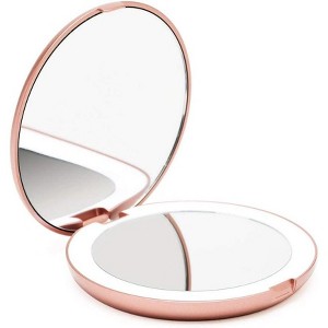 LED Lighted Travel Makeup Mirror, 1x/10x Magnification - Daylight LED, Compact, Portable - 1 of 4
