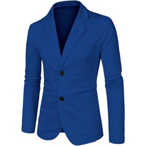 Lars Amadeus Men's Lightweight Notched Lapel Solid Color Long Sleeve Blazer - 1 of 4