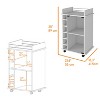 NicBex Mobile Kitchen Island Cart Morden Kitchen Carts on Wheels with Storage, 1 Glass Cabinet Door and 6 Bottle Rack for Kitchen - 3 of 4