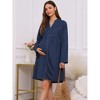 INSPIRE CHIC Women's Maternity Denim Dress Babydoll Long Sleeve Cotton Button Down Shirt Dresses Fall - 3 of 4