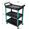 BABYYER Utility Cart on Wheels, 3 Tier Rolling Storage Cart, Plastic Service Cart with Bucket, Panel and Hook for Workshop, Repair Shop - 4 of 4