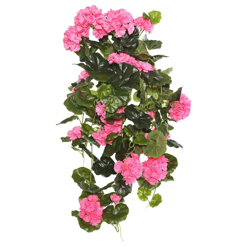 Photos - Garden & Outdoor Decoration Vickerman Artificial Geranium Hanging Bush  Pink  (29")