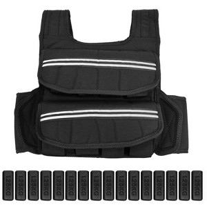 Weighted Vest for Men,25/35/45 LBS Adjustable Weight Vest with Shoulder Pads/Reflective Stripe/ Pockets for Running Walking Home Gym - 1 of 4