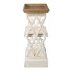 French Country Console Table, Distressed White with Natural Wood Shelf Tray - 3 of 4