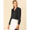 INSPIRE CHIC Women's Elegant V Neck Long Sleeve Office Work Satin Shirt - 2 of 4