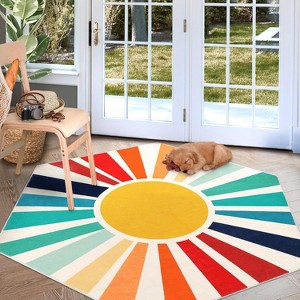 Washable Rugs Area Rugs for Living Room Bohemian Rugs for Bedroom Large Carpets Ultra Soft Faux Wool Dining Room Rug Non Slip&Non-Shedding - 1 of 4
