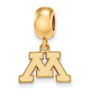 Black Bow Jewelry 14k Yellow Gold Plated Sterling Silver Minnesota Golden Gophers NCAA Bead Charm - 1 of 3