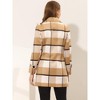 Allegra K Women's Notched Lapel Double Breasted Winter Plaids Overcoat - 4 of 4