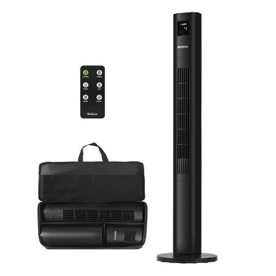 Holmes 45&amp;#34; Stack-N-Connect Digital Oscillating 4 Speed Tower Fan with Storage Bag Clear Read Display and Remote Control Black