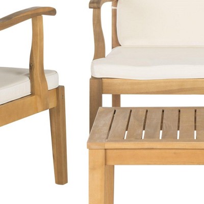 Montclair Natural Acacia Wood 4-Piece Outdoor Living Set with Beige Cushions