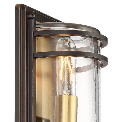 Habitat Modern Bronze and Brass Outdoor Wall Light with Clear Glass